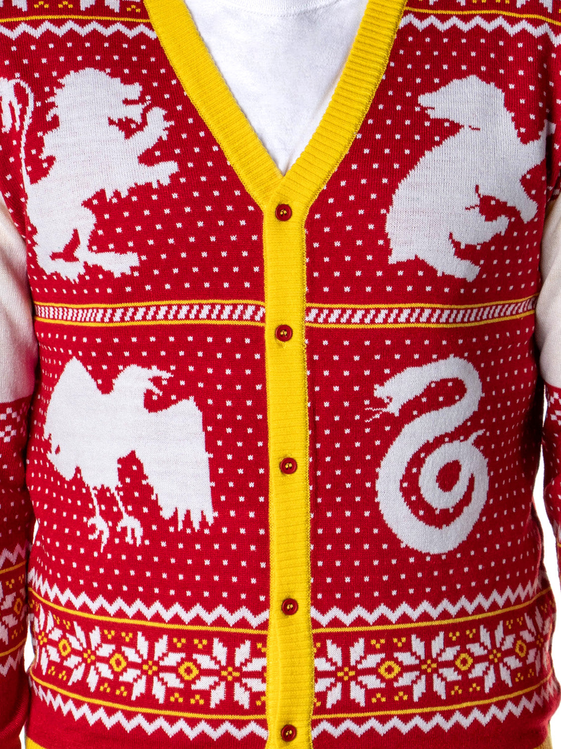 Harry Potter Men's Hogwarts Houses Ugly Sweater for Christmas Cardigan