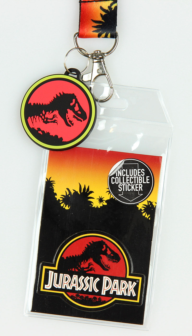 Jurassic Park Logo Lanyard Keychain ID Holder Logo Charm and Sticker