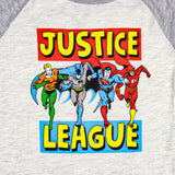 DC Comics Boys' Justice League Superhero Lineup Collectible Raglan T-Shirt
