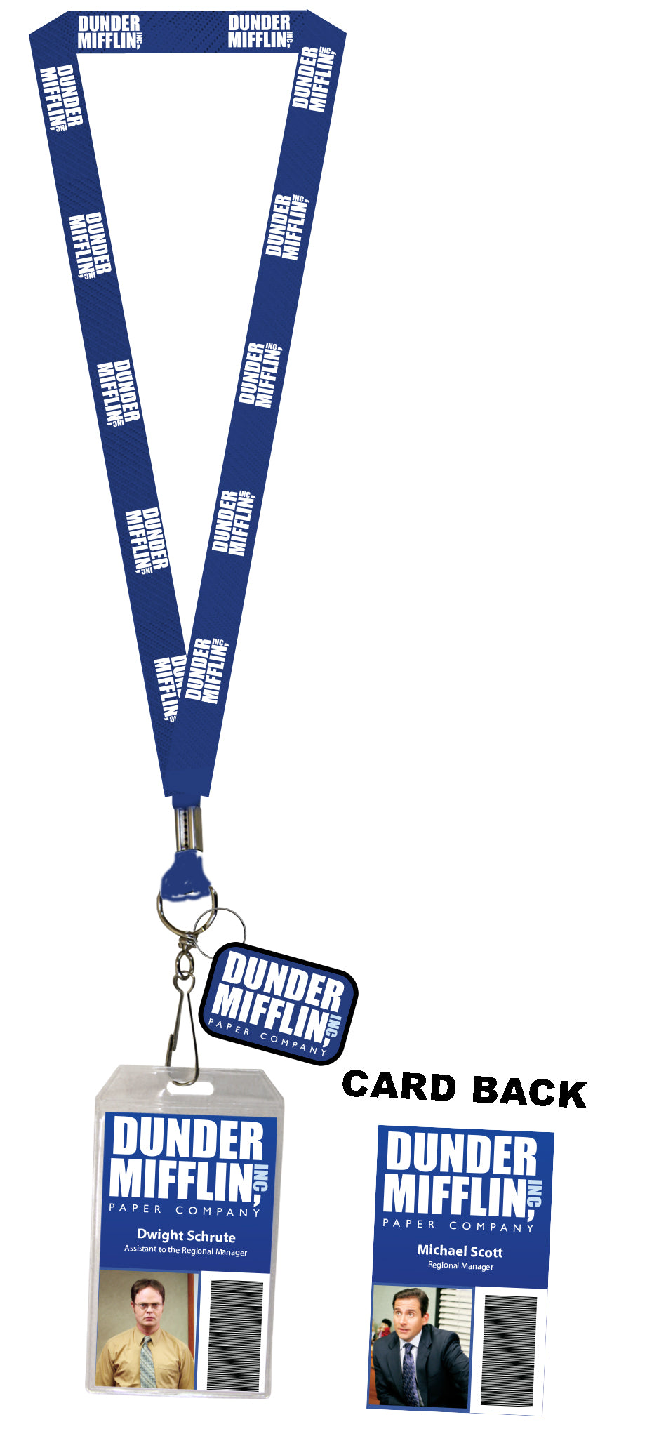 The Office Dunder Mifflin Costume Lanyard Dwight or Michael Clear ID Badge Holder