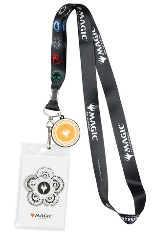 Magic The Gathering Mana Symbols ID Badge Holder Lanyard w/ Rubber Pendant