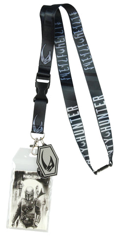 Star Wars The Mandalorian Bounty Hunter Lanyard ID Holder With Rhino Rubber Charm