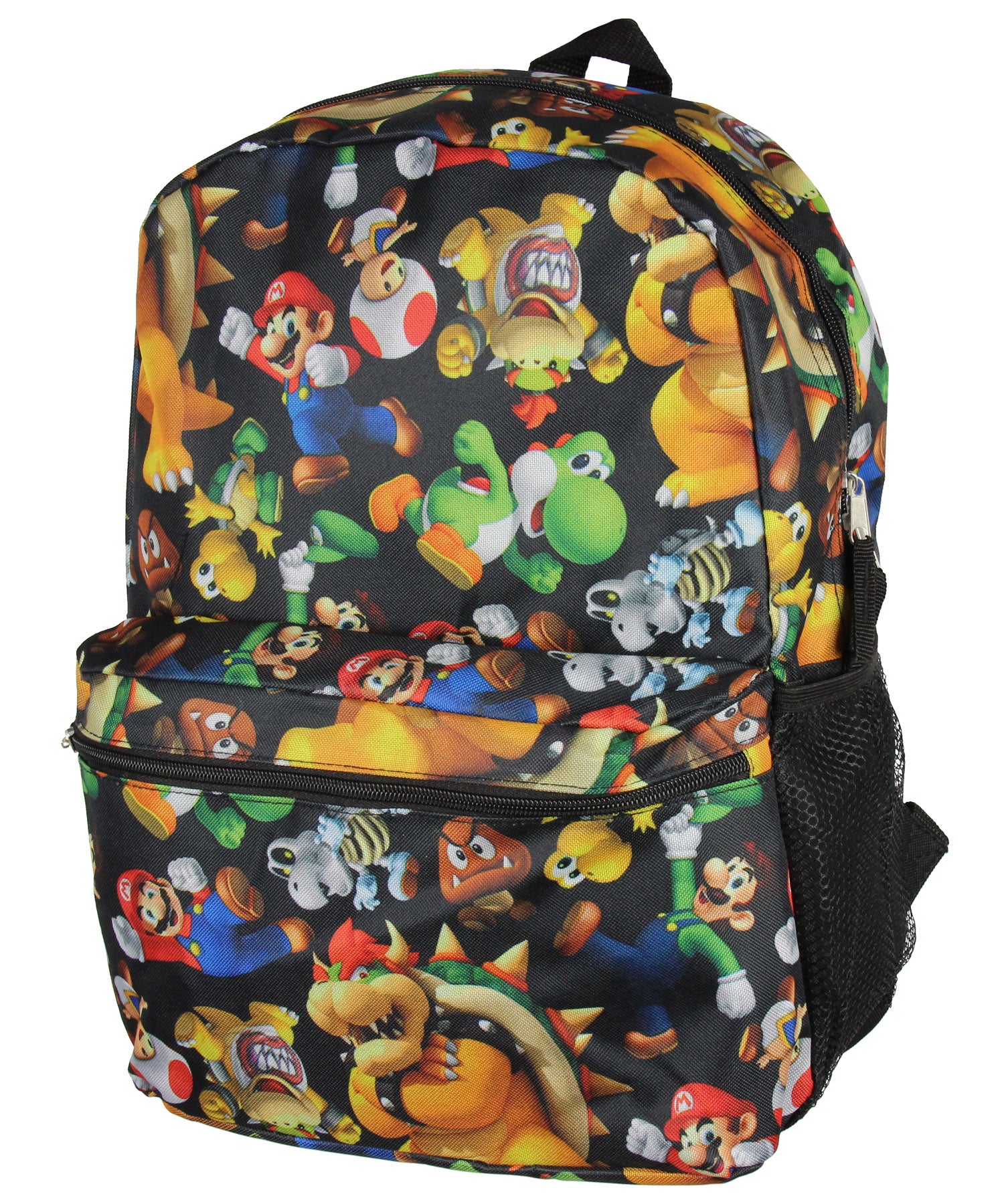 Nintendo Super Mario Bros.Backpack All Over Character Print 16" Kids School Bag