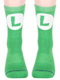 Nintendo Super Mario Adult Mario And Luigi Character Costume 2 Pair Crew Socks