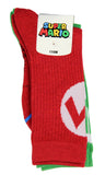 Nintendo Super Mario Adult Mario And Luigi Character Costume 2 Pair Crew Socks