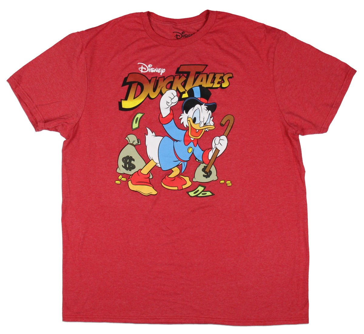 Disney Men's DuckTales Scrooge McDuck Money Bags Red Heather T-Shirt