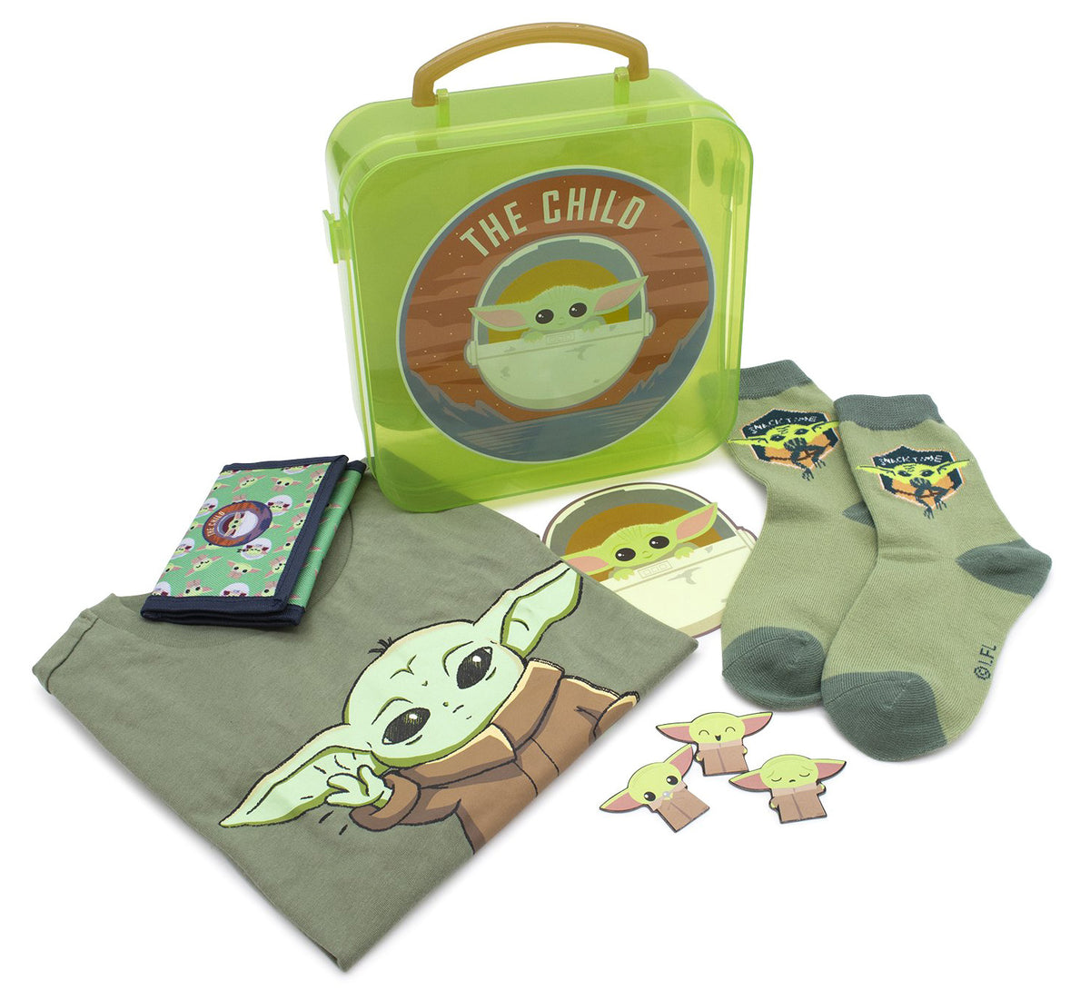 Star Wars The Child Baby Yoda Kids' 5 Piece Gift Set Shirt, Socks, Jumbo Sticker