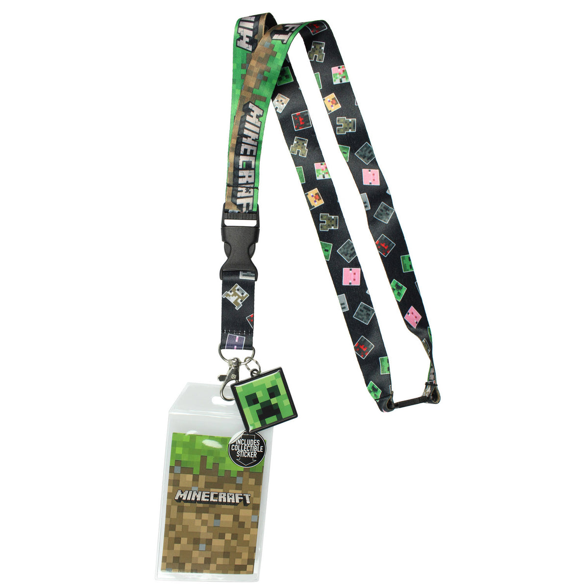 Minecraft ID Lanyard Badge Holder Classic Logo With Metal Charm Pendant