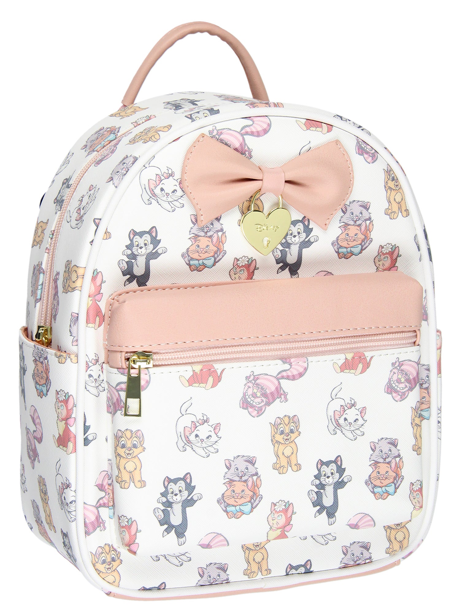 Disney Cats Saffiano Faux Leather Tote Bag Mini Backpack 12"