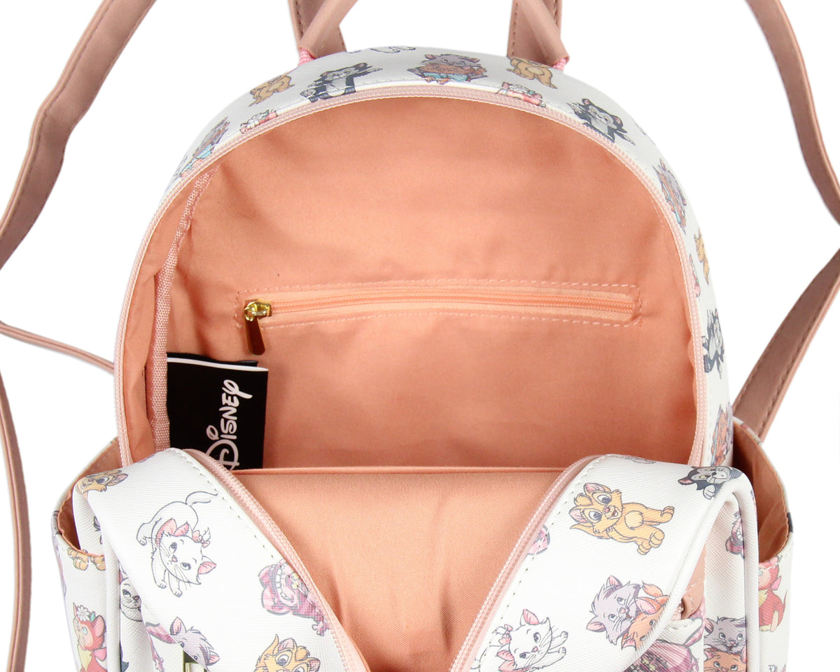 Disney Cats Saffiano Faux Leather Tote Bag Mini Backpack 12"