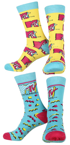 MTV Music Television Logo Adult Unisex 2 Pack Crew Socks