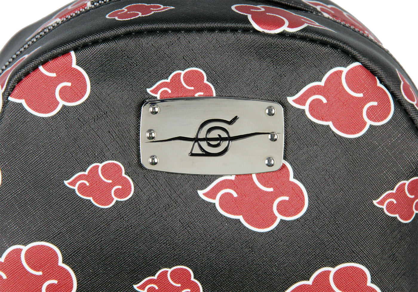 Naruto Akatsuki Sasuke Red Cloud Faux Saffiano Leather Mini Backpack Bag 11"