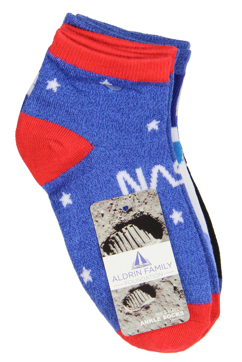 NASA Buzz Aldrin Youth Space 5 Pair Mix and Match Ankle Socks