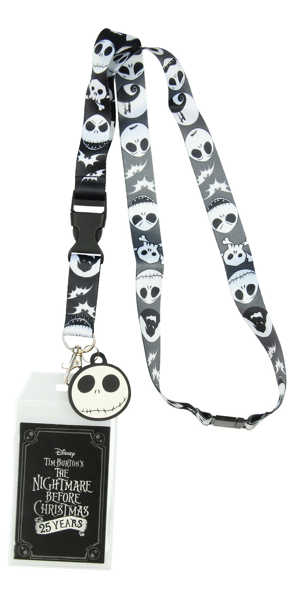 Nightmare Before Christmas Jack ID Lanyard Badge Holder With 1.5" Charm Pendant - Seven Times Six