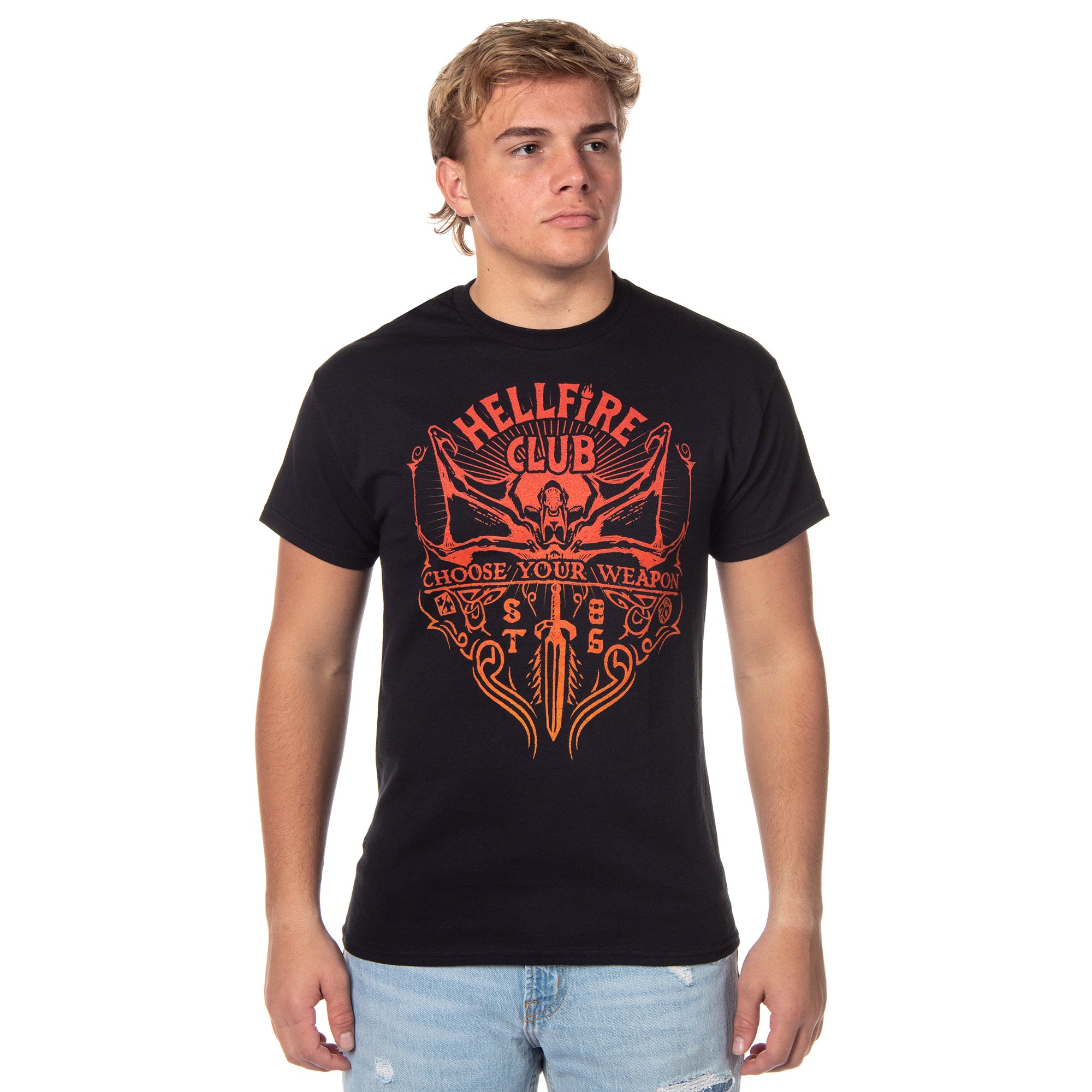 Strangers Things Men's Hellfire Club Choose Your Weapon T-Shirt Tee