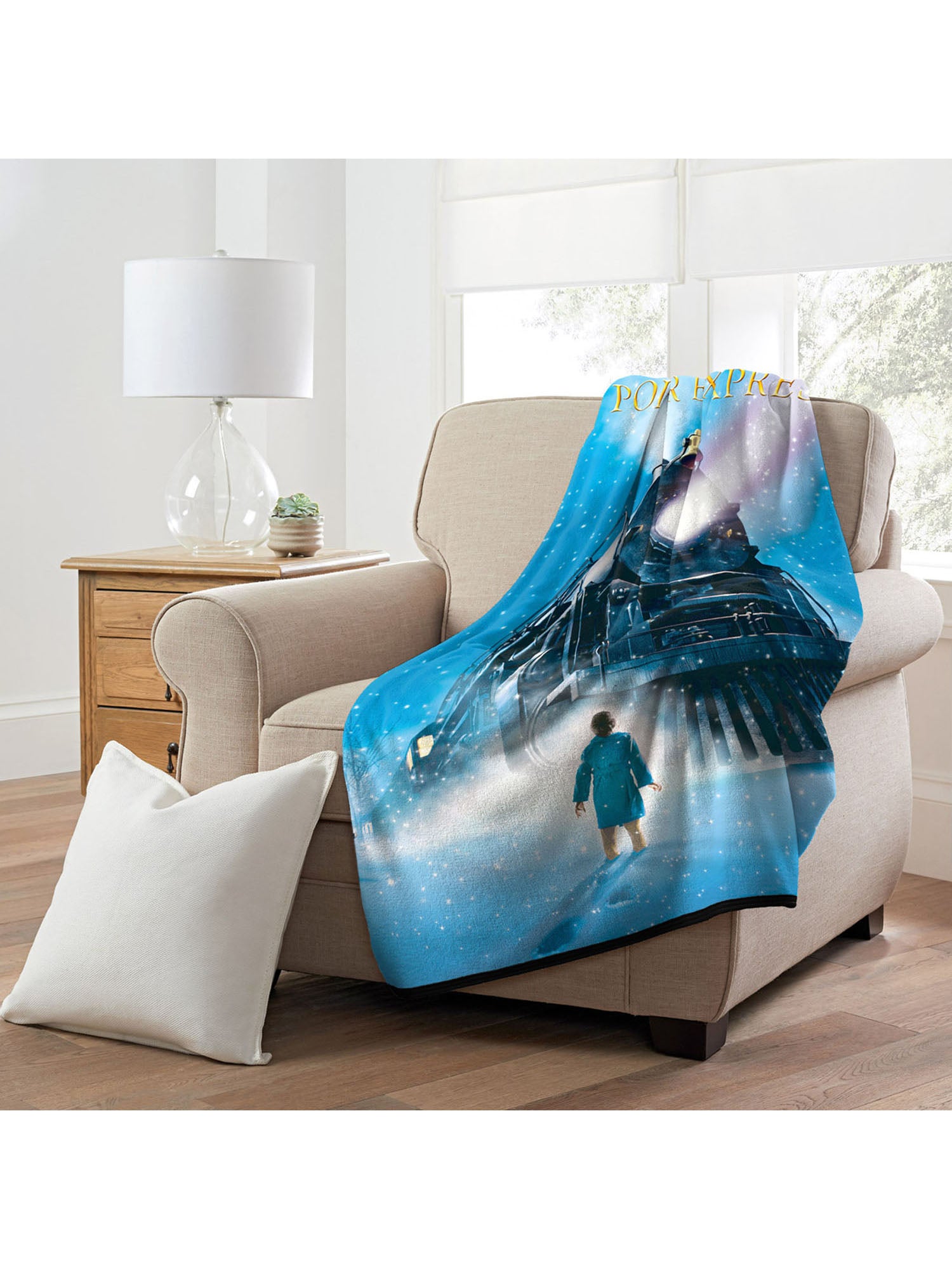 The Polar Express Christmas Train Engine Wonder Fleece Super Plush Throw Blanket 46" x 60" (117cm x 152cm)