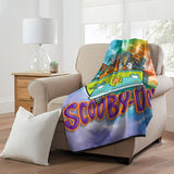 Scooby Doo Tie Dye Gang Mystery Machine Fleece Super Plush Throw Blanket 46" x 60" (117cm x 152cm)