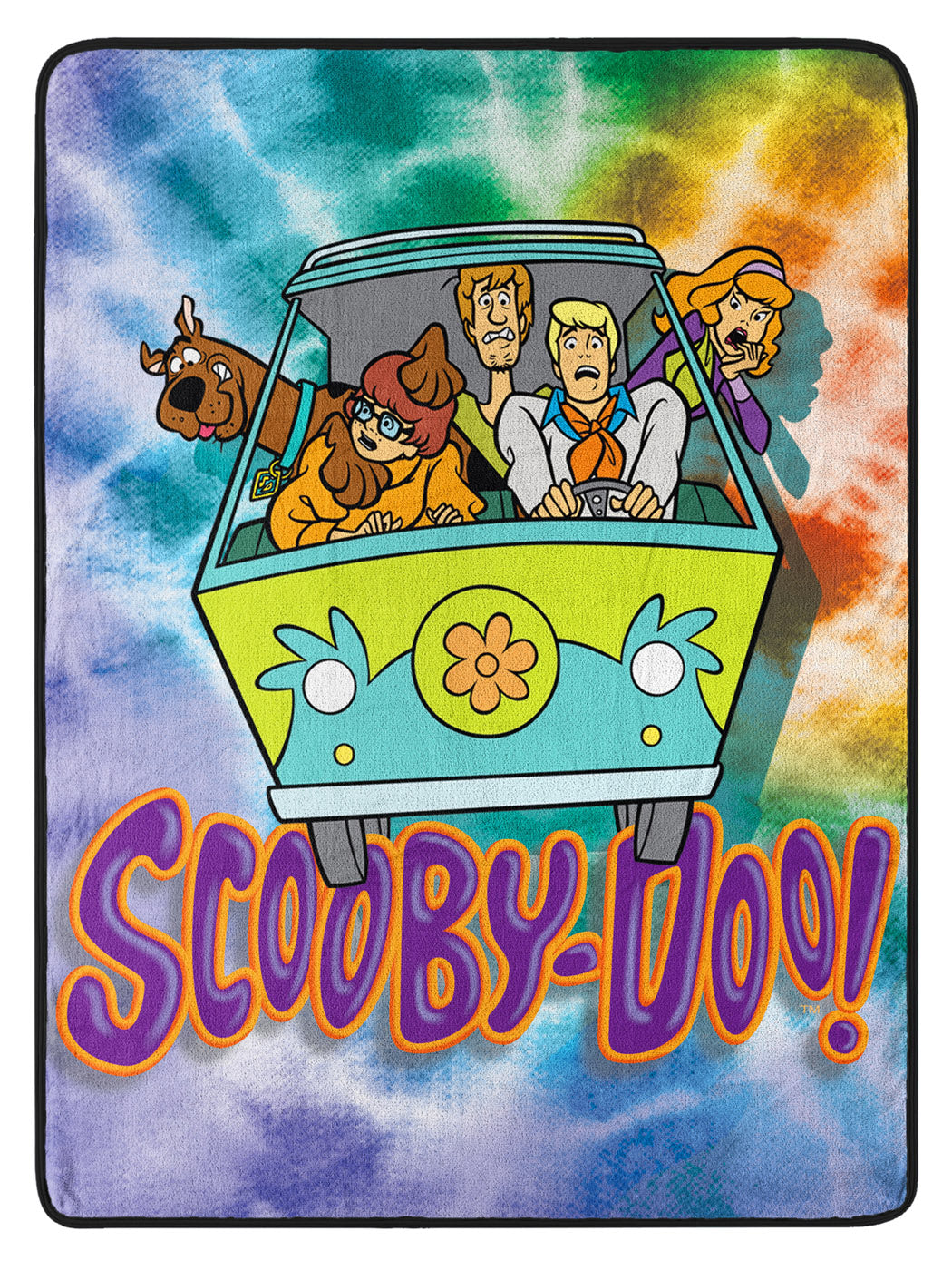 Scooby Doo Tie Dye Gang Mystery Machine Fleece Super Plush Throw Blanket 46" x 60" (117cm x 152cm)