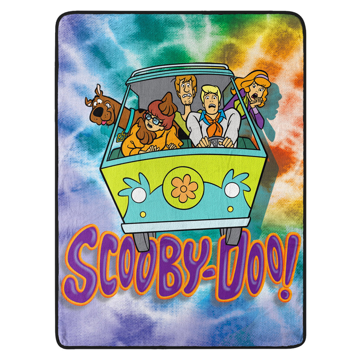 Scooby Doo Tie Dye Gang Mystery Machine Fleece Super Plush Throw Blanket 46" x 60" (117cm x 152cm)