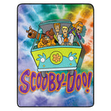 Scooby Doo Tie Dye Gang Mystery Machine Fleece Super Plush Throw Blanket 46" x 60" (117cm x 152cm)