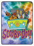 Scooby Doo Tie Dye Gang Mystery Machine Fleece Super Plush Throw Blanket 46" x 60" (117cm x 152cm)