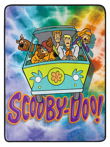 Scooby Doo Tie Dye Gang Mystery Machine Fleece Super Plush Throw Blanket 46" x 60" (117cm x 152cm)