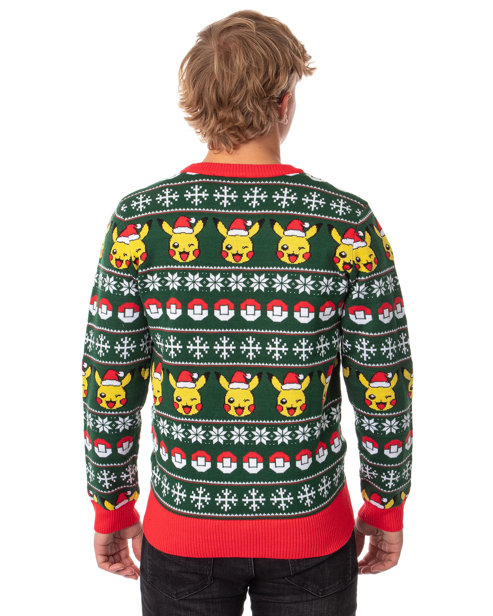 Pokemon Men's Santa Pikachu Holiday Fair Isle Ugly Sweater for Christmas