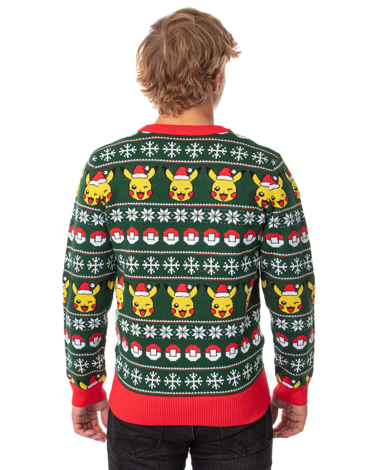 Pokemon Men's Santa Pikachu Holiday Fair Isle Ugly Sweater for Christmas