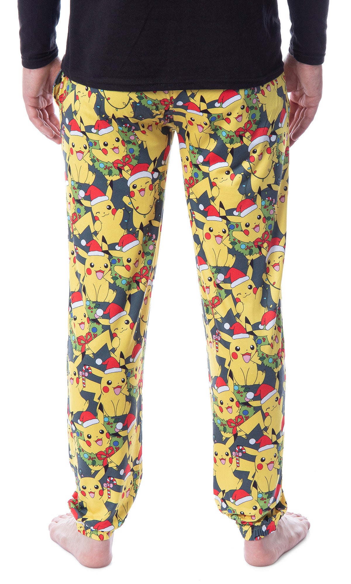 Pokemon Mens' Pikachu Christmas Santa Toss Print Sleep Pajama Jogger Pants