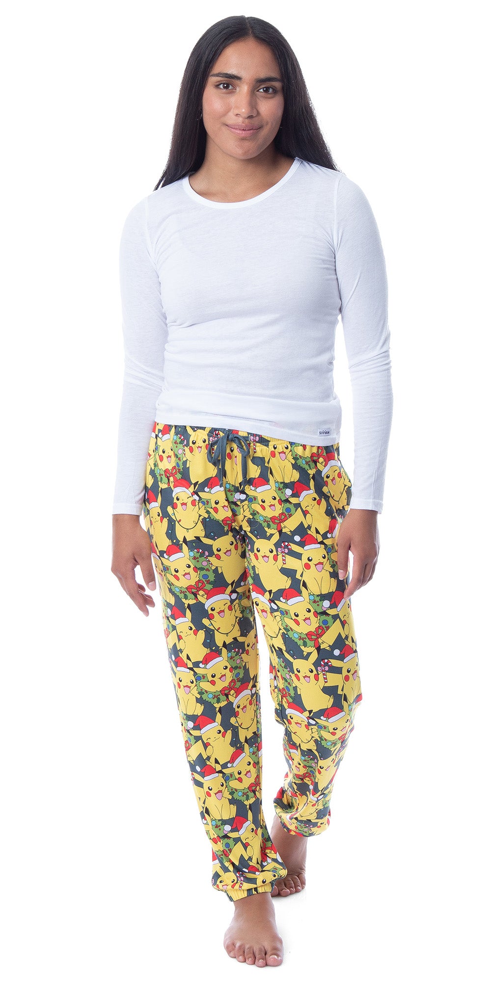 Pokemon Mens' Pikachu Christmas Santa Toss Print Sleep Pajama Jogger Pants