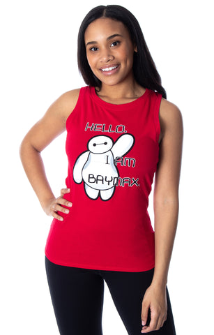 Disney Women's Juniors Big Hero 6 Hello I'm Baymax Muscle Tank Top