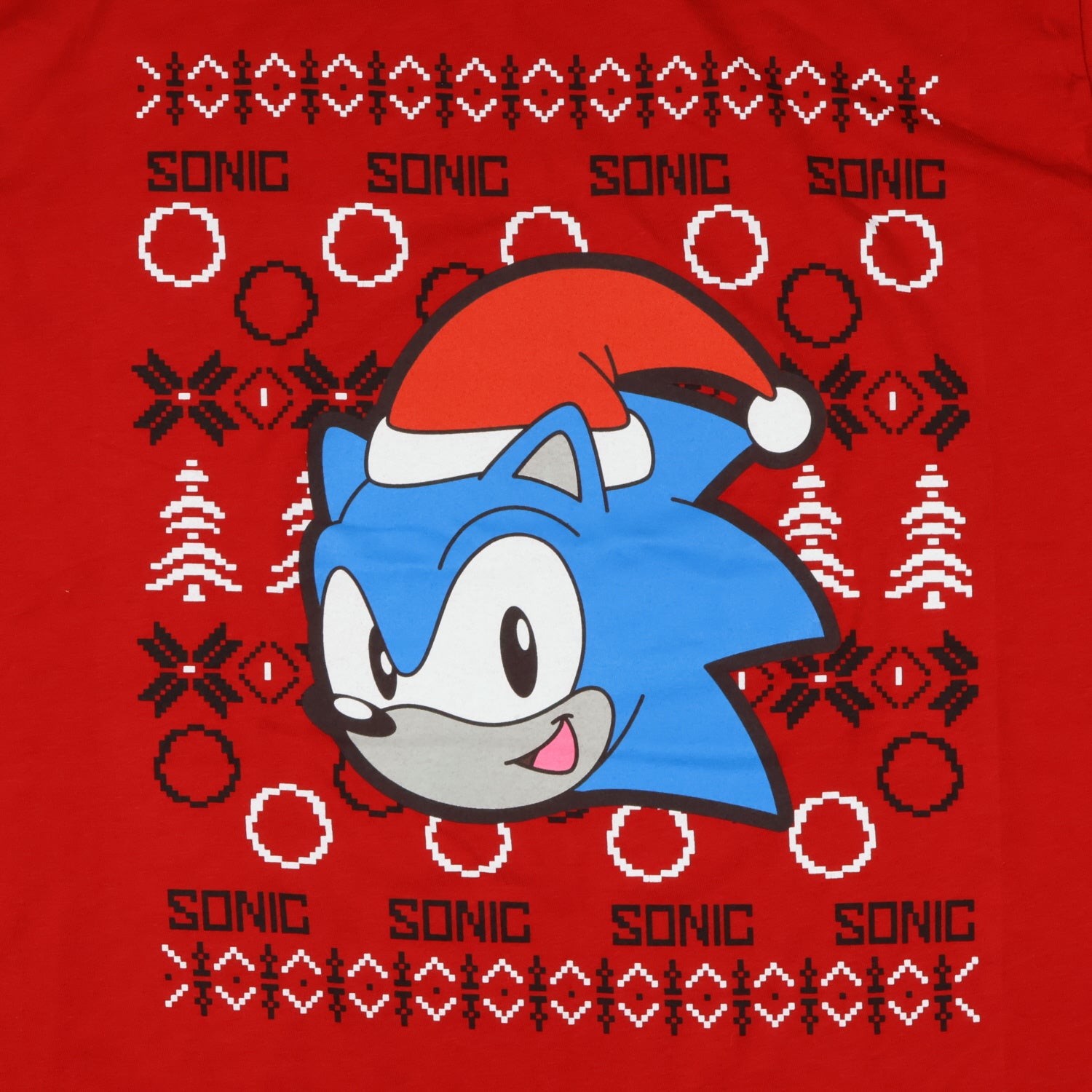 Sonic The Hedgehog T-Shirt Men's Santa Sonic Ugly Sweater Design Tee