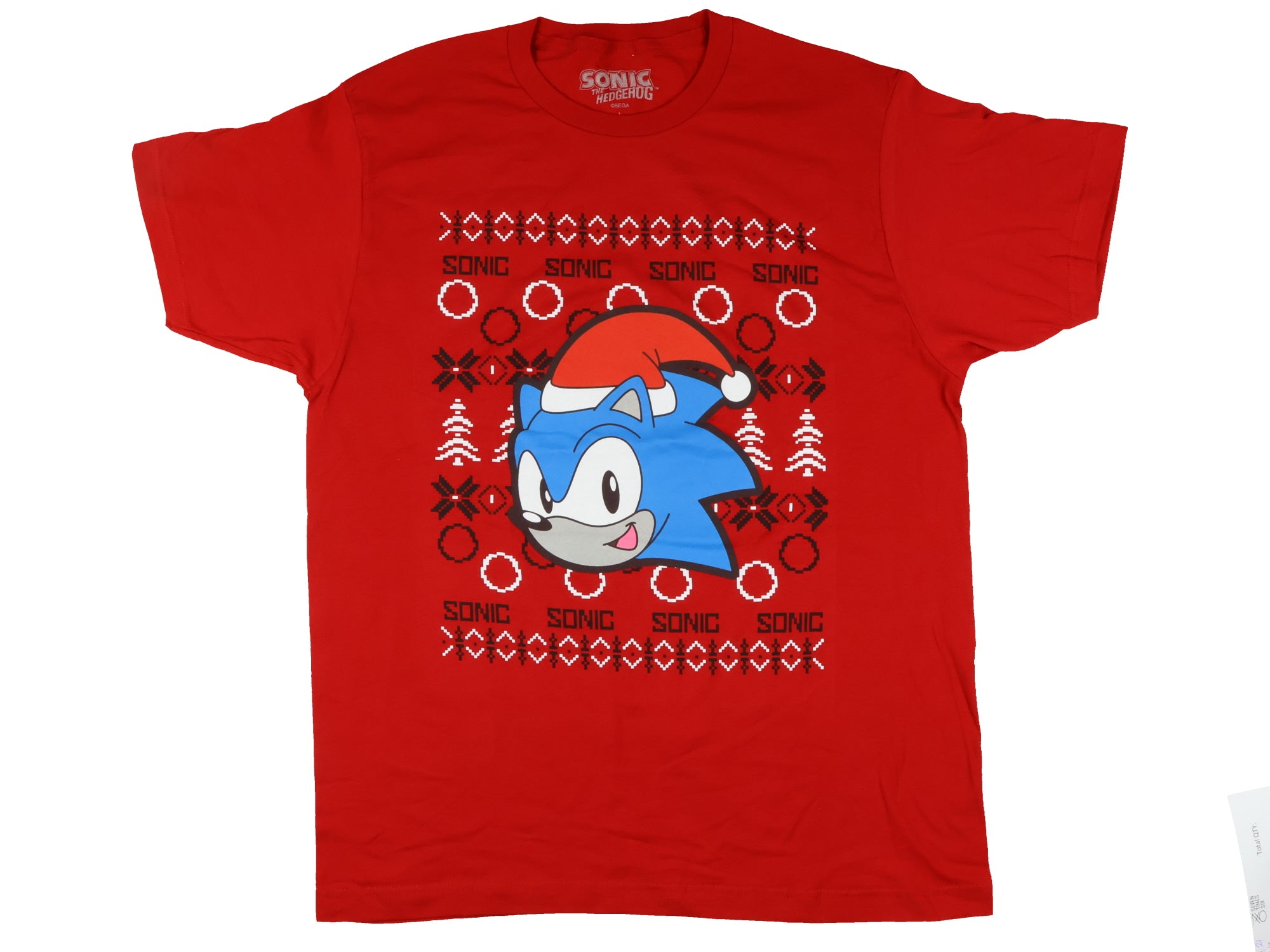 Sonic The Hedgehog T-Shirt Men's Santa Sonic Ugly Sweater Design Tee