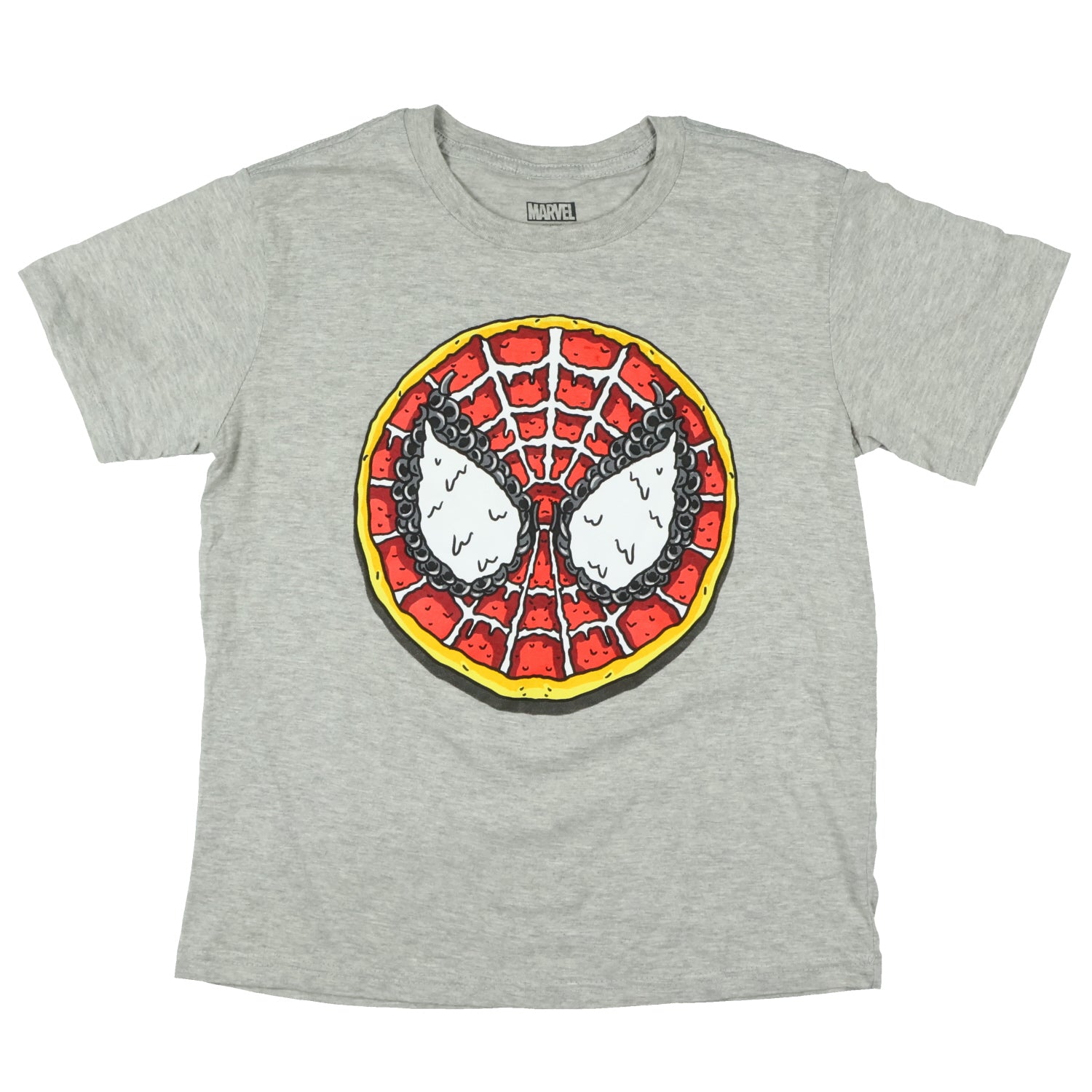 Marvel Spider-Man Shirt Boys' Pizza Face Short Sleeve Graphic Top