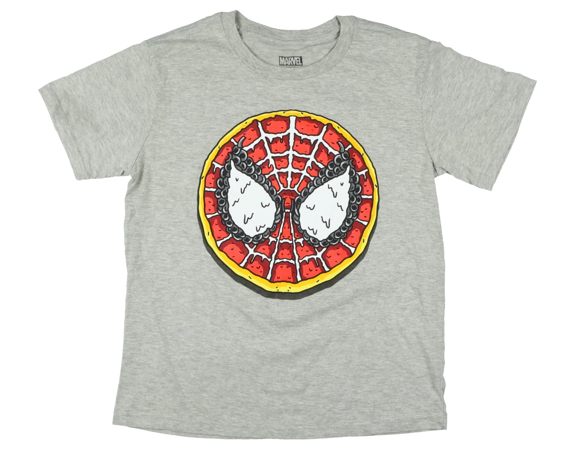 Marvel Spider-Man Shirt Boys' Pizza Face Short Sleeve Graphic Top