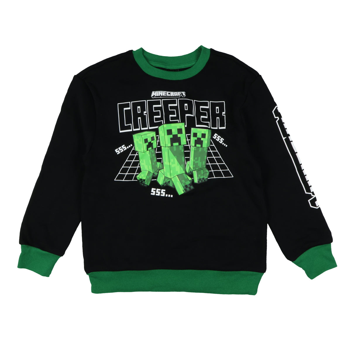 Minecraft Sweatshirt Boy's Creeper Fleece Lined Long Sleeve Pullover