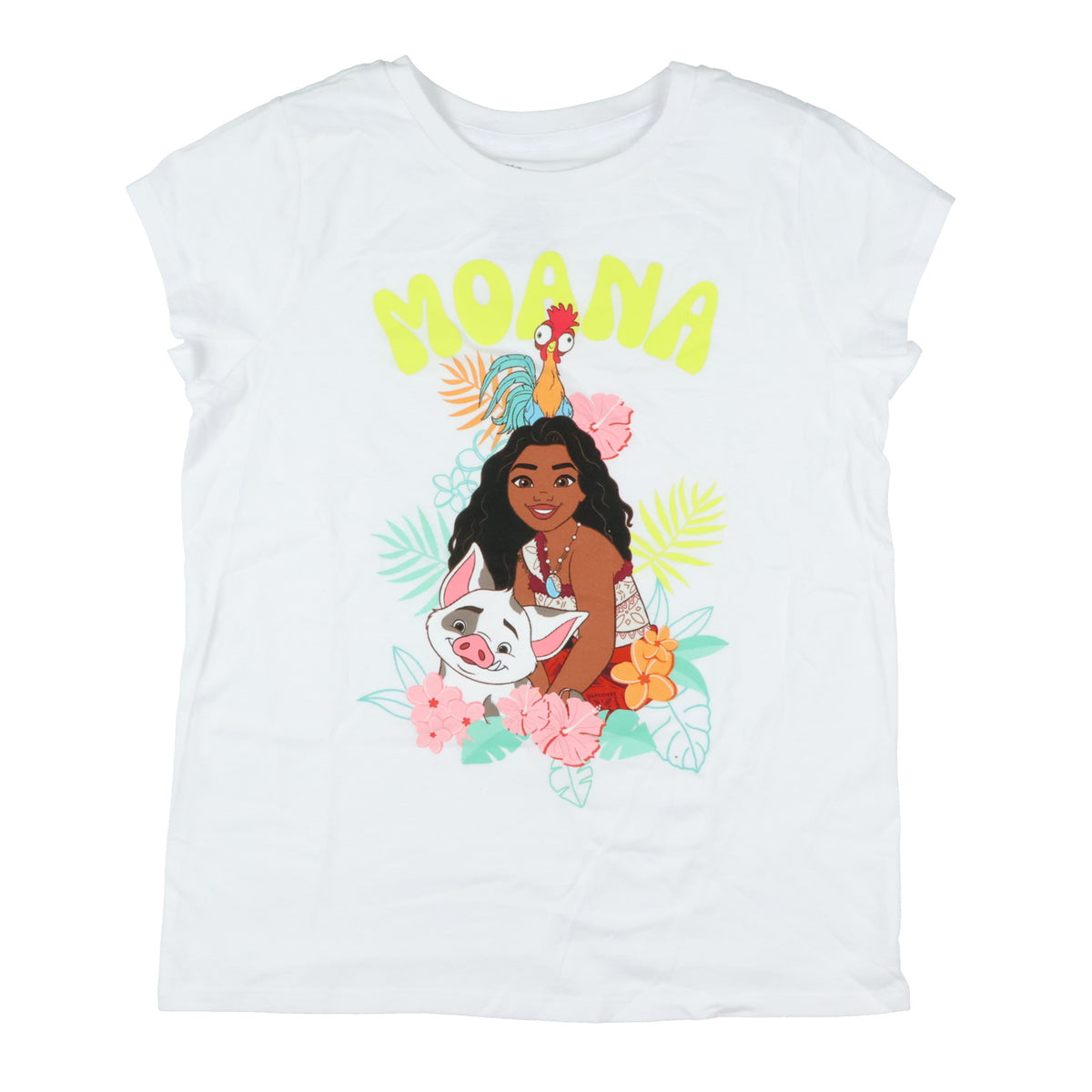 Disney Moana 2 Girls' T-Shirt Hei Hei and Pua Floral Design Tee