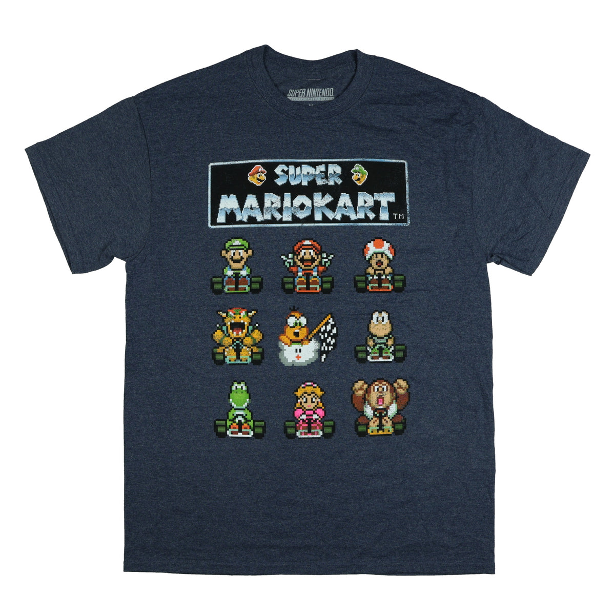 Nintendo Super Mario Kart T-Shirt Men's Pixelated Character Grid Tee