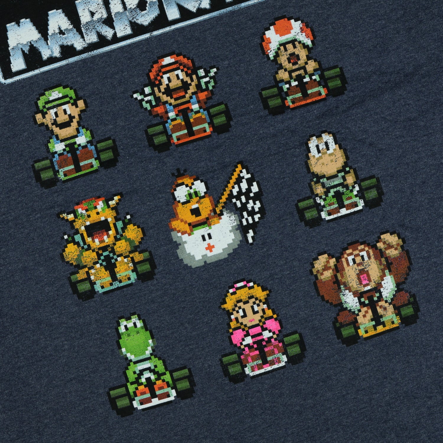 Nintendo Super Mario Kart T-Shirt Men's Pixelated Character Grid Tee