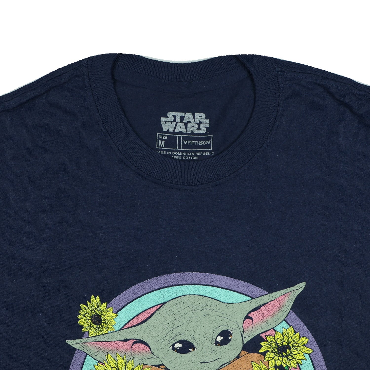 Disney The Mandalorian Shirt Women's Grogu Sunflowers Short Sleeve Crop Top