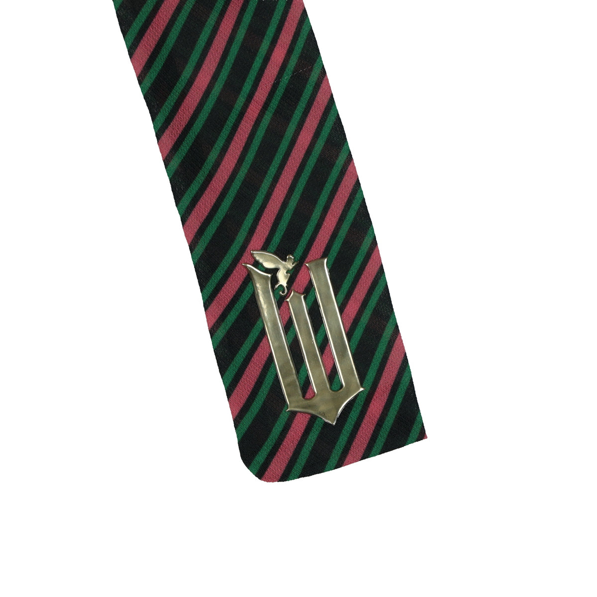 Wicked Hair Bow Pink and Green Stripes with Pinch Barrette