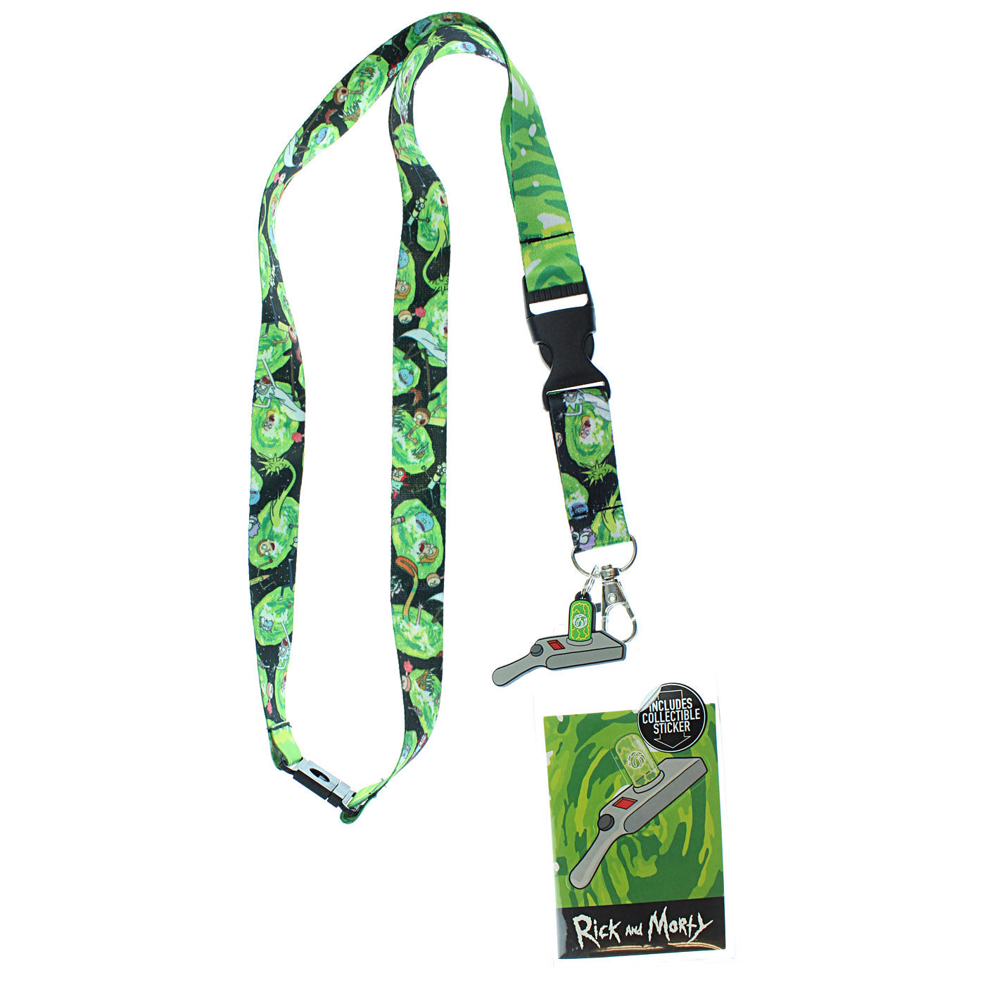Rick And Morty Lanyard with ID Holder, Portal Gun Charm and Sticker