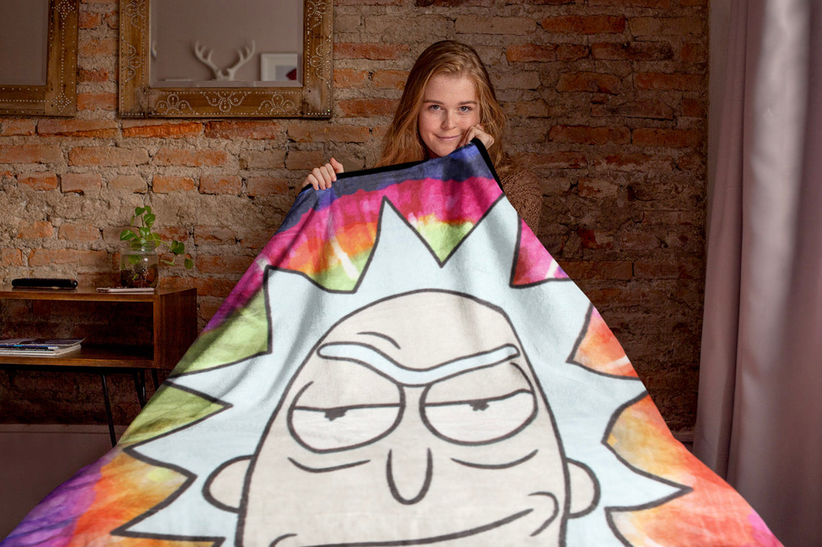 Rick and Morty Tie Dye Rick Micro Raschel Throw Blanket 46"x60" (116cm x 152cm)