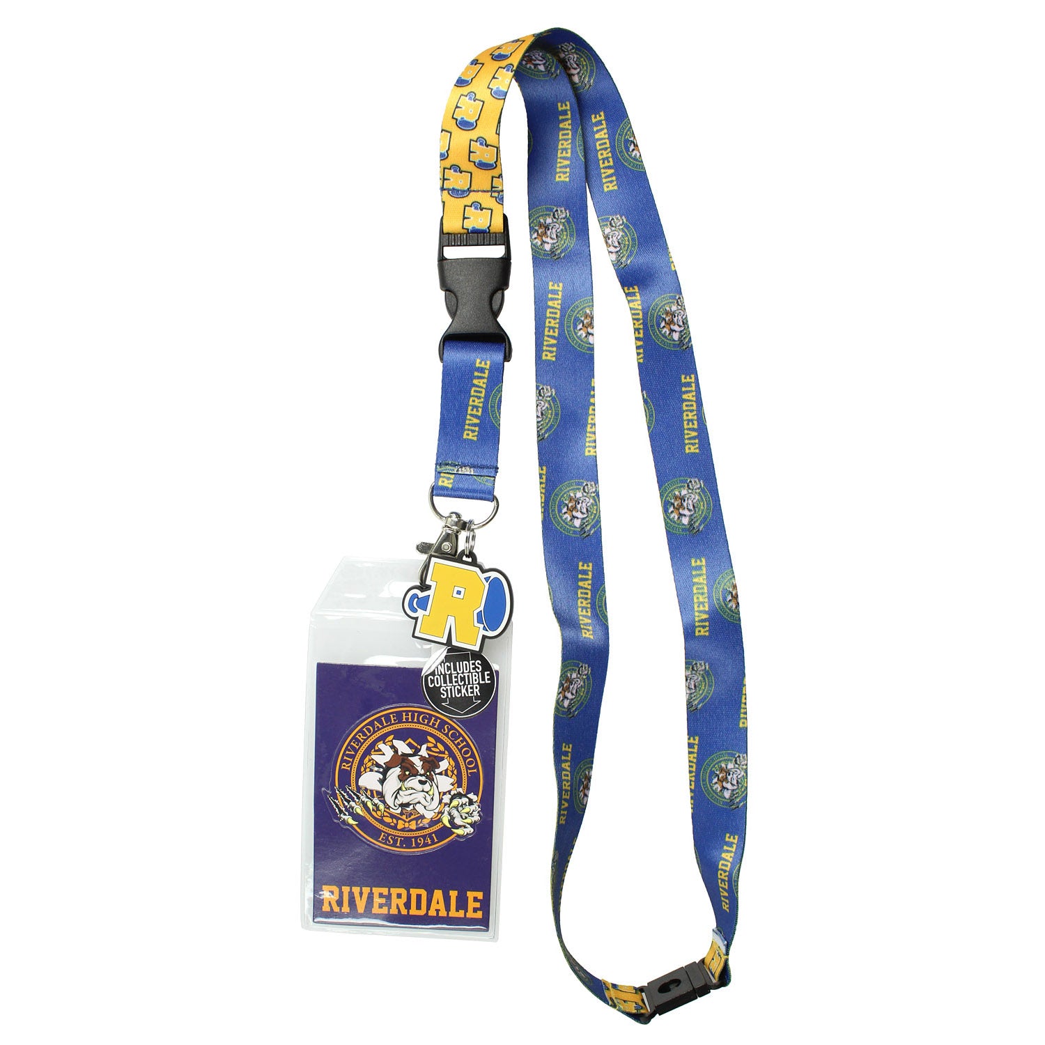 Riverdale ID Lanyard Badge High School Bulldogs With 1.5" Rubber Charm Pendant