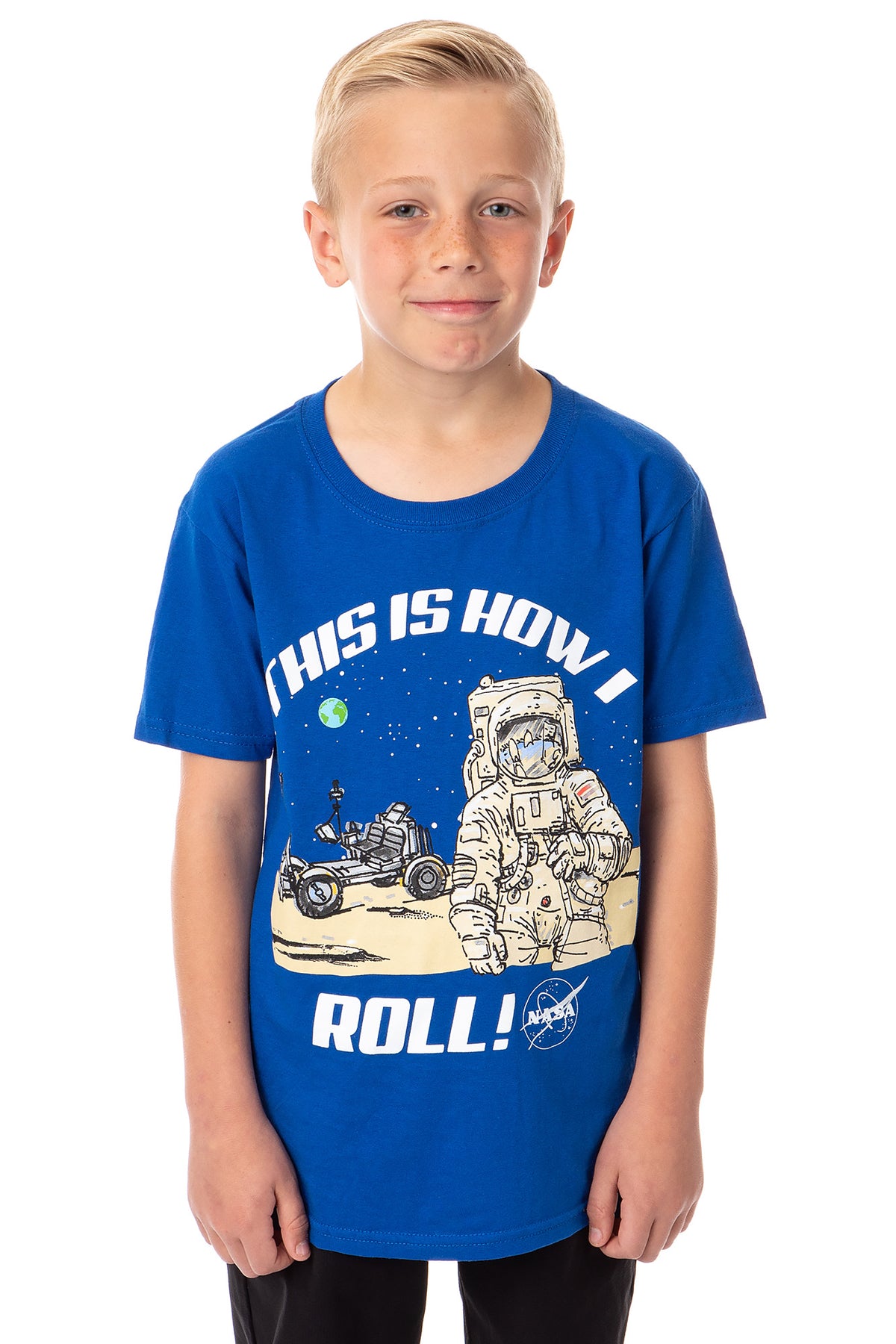 NASA Boys' This Is How I Roll Moon Rover Astronaut Graphic T-Shirt