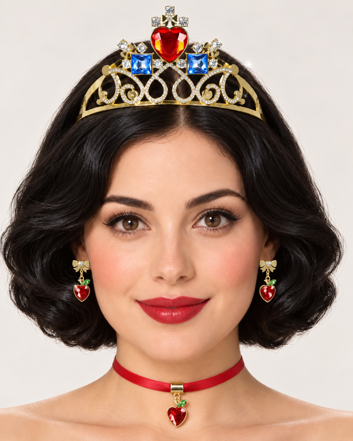 Disney Snow White Womens Costume Accessories 3 Piece Crown Earrings Necklace