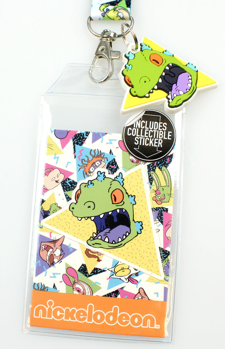 90s Rugrats Reptar ID Lanyard Badge Holder With Collectible Sticker