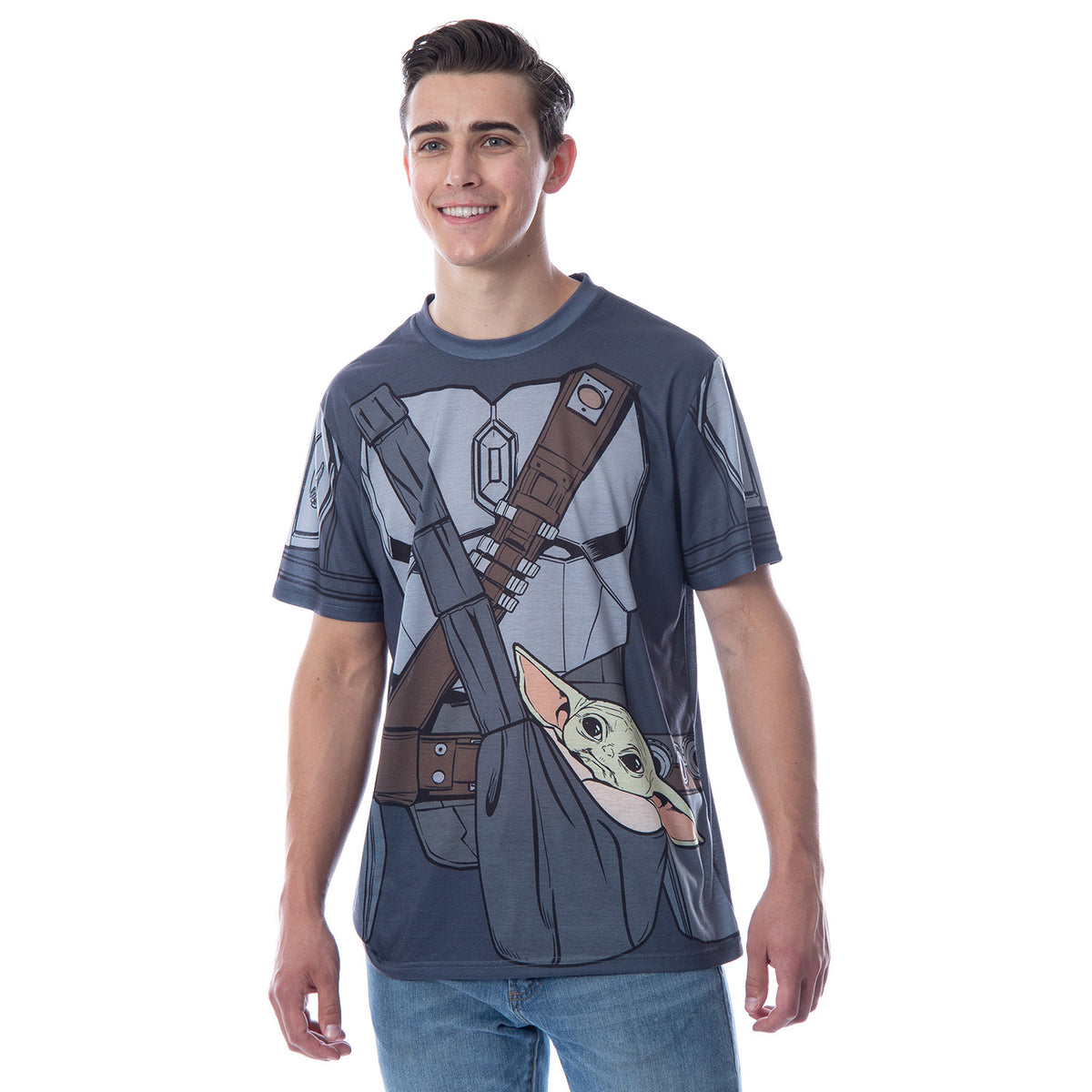 Star Wars Mens' The Mandalorian Mando Holding The Child Costume Shirt
