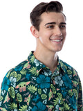 Star Wars Men's Grogu Baby Yoda Leaves Hawaiian Button Up Shirt Adult