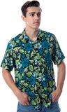 Star Wars Men's Grogu Baby Yoda Leaves Hawaiian Button Up Shirt Adult